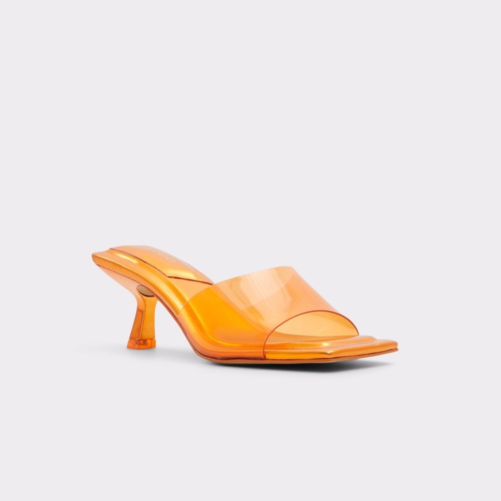 Aldo Tangerine Orange Transparent Heels. Size 7.5